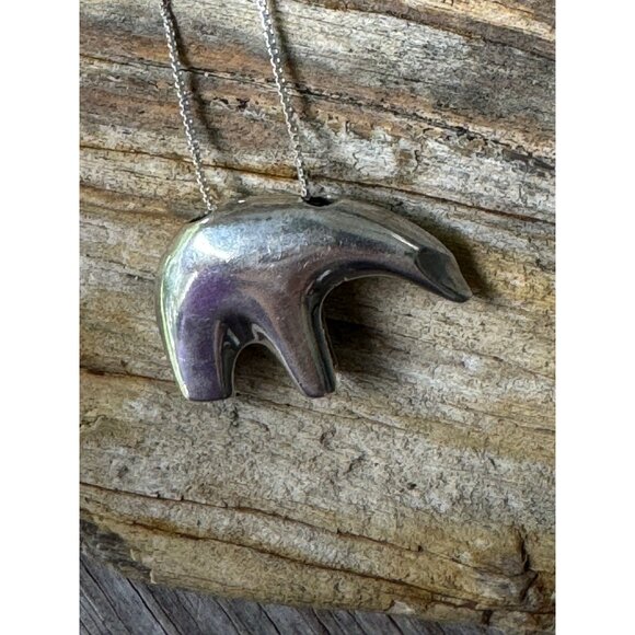 Vintage Sterling Silver Bear Fetish Pendant Necklace 30" - Picture 8 of 8